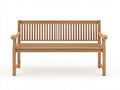 Bancos de jardín - Madera maciza 150 x 60 x 95 cm - Natural - Diseño clásico con respaldo de listones y reposabrazos