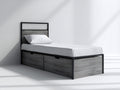 Camas individuales de madera 200x90x85 cm - gris oscuro - estilo moderno con almacenaje