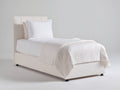 Camas individuales tapizada en tela 210x100x105 cm - blanco roto - diseño moderno