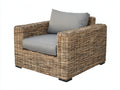 Sillones de ratán - Ratán tejido y estructura metálica 85 x 80 x 75 cm - Marrón natural-gris - Diseño exterior con asiento acolchado