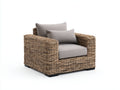 Sillones de ratán 105x95x82 cm - marrón natural y gris claro - diseño trenzado con asiento acolchado