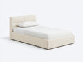 Camas individuales - Estructura de madera y tapizado de tela 200 x 90 x 110 cm - Beige - Diseño moderno con cabecero acolchado