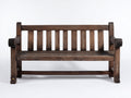 Bancos de jardín de madera maciza 140x58x88 cm - marrón oscuro - diseño rústico con respaldo de listones y reposabrazos