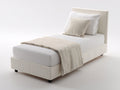 Camas individuales tapizada en tela 210x100x115 cm - blanco crema - diseño moderno con costuras verticales