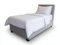 Camas individuales tapizada de tela 202x99x108 cm - gris claro - diseño moderno con patas de madera