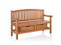 Bancos de jardín - Madera maciza 140 x 58 x 95 cm - Marrón - Diseño clásico con respaldo curvo y 2 cajones de almacenamiento