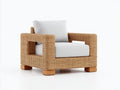 Sillones de ratán 100x90x80 cm - marrón miel-beige claro - diseño moderno con reposabrazos abiertos para terraza y jardín