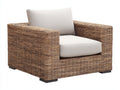 Sillón de ratán natural 92x88x82 cm - Marrón natural beige claro y negro - Estructura envolvente con asiento acolchado