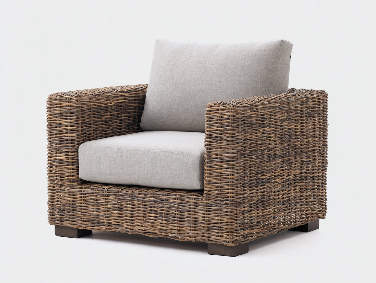 Sillones de ratán 98x88x82 cm - marrón natural-beige - diseño contemporáneo con reposabrazos para terraza y jardín