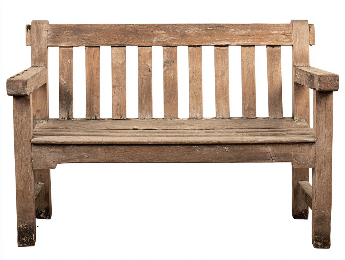 Banco de jardín de madera 115x55x86 cm - Marrón envejecido - Respaldo de listones y diseño rústico compacto