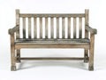 Bancos de jardín - Madera maciza 130 x 58 x 95 cm - Gris envejecido-Marrón - Diseño rústico con respaldo de listones y reposabrazos
