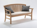 Bancos de jardín de madera maciza 150x62x92 cm - madera natural - diseño clásico con respaldo curvo y reposabrazos